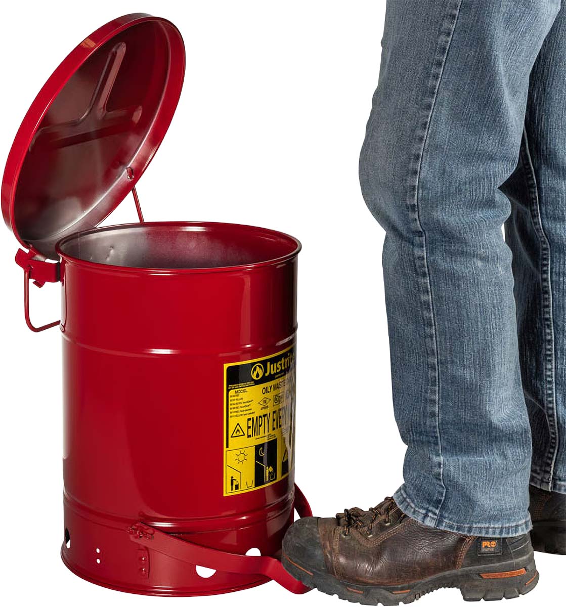 justrite-09100-6-gallon-foot-oily-waste-can-operated-self-closing-cover-red-3