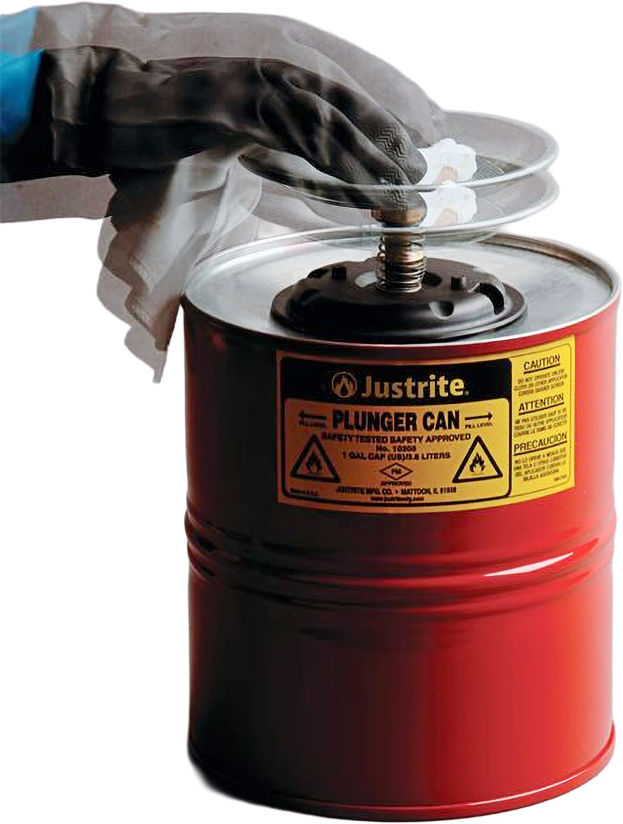 justrite-10308-1-gallon-perforated-steel-pan-screen-plunger-dispensing-can-serves-as-flame-arrester-red-4