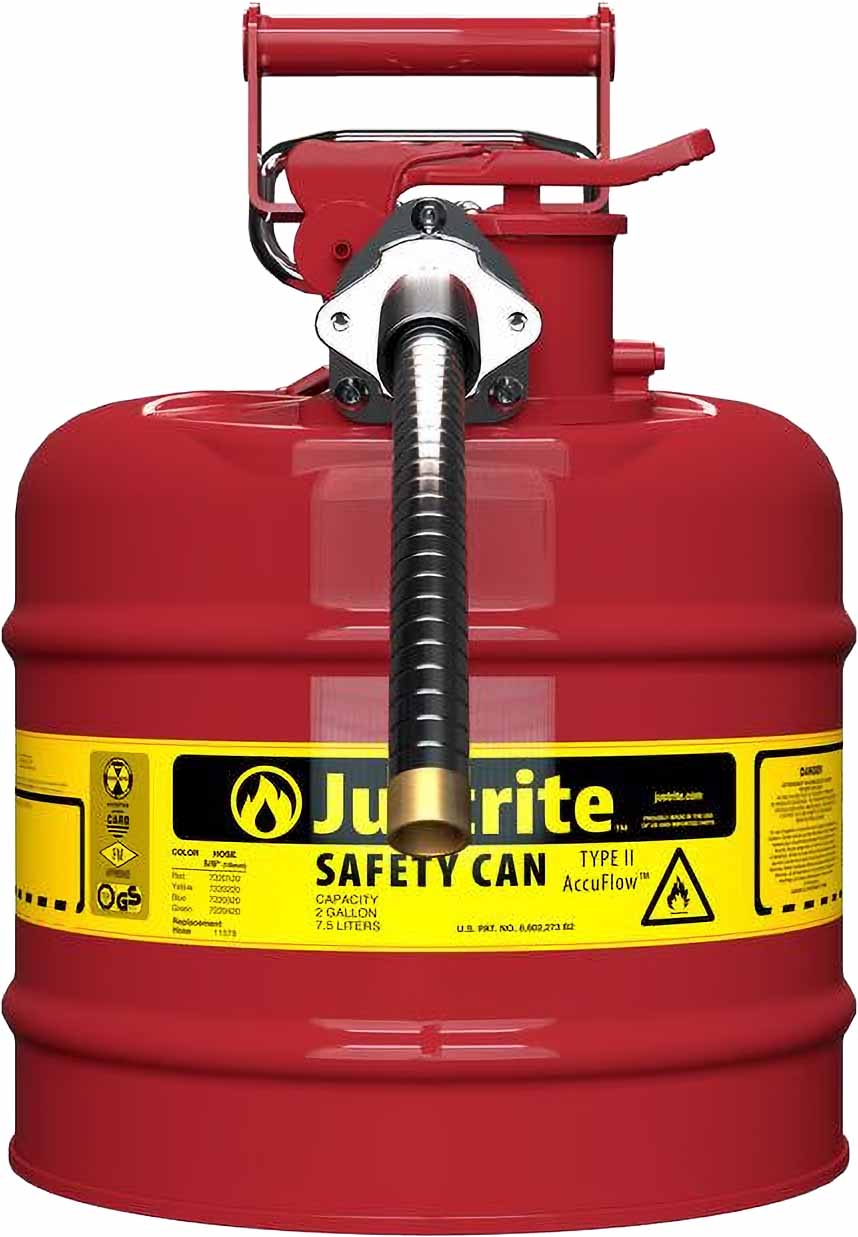 justrite-7220120-2-gallon-5-8-metal-hose-steel-safety-can-for-flammables-type-2-accuflow-red-3