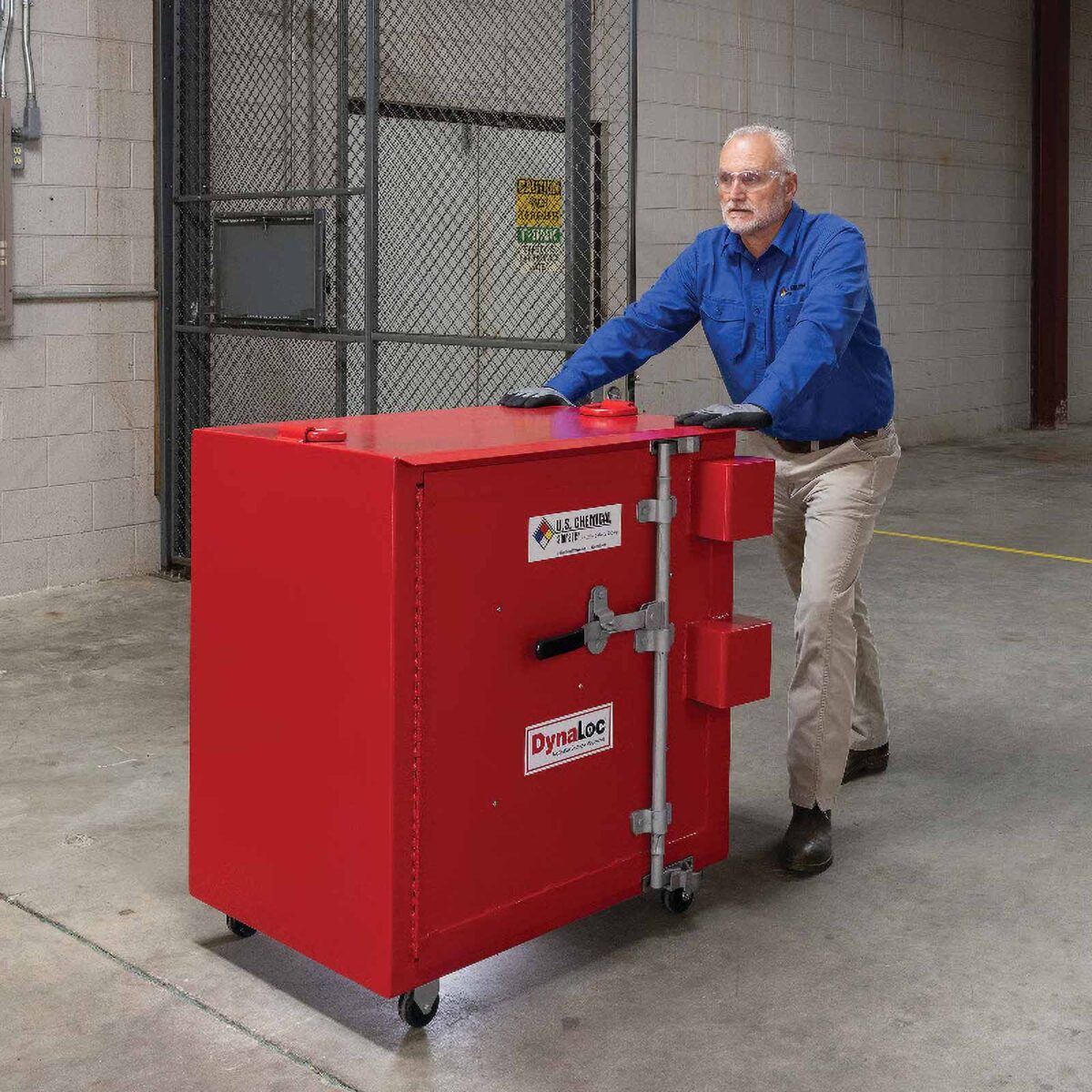 justrite el451 dynaloc type 2 indoor explosive storage magazine with casters red 2