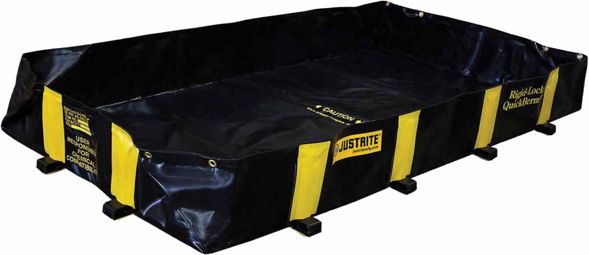 justrite 28514 4 x 8 x 12 235 galon dokulme kapasitesi araba ustunden gecilebilir berm rigid lock quickberm siyah 1